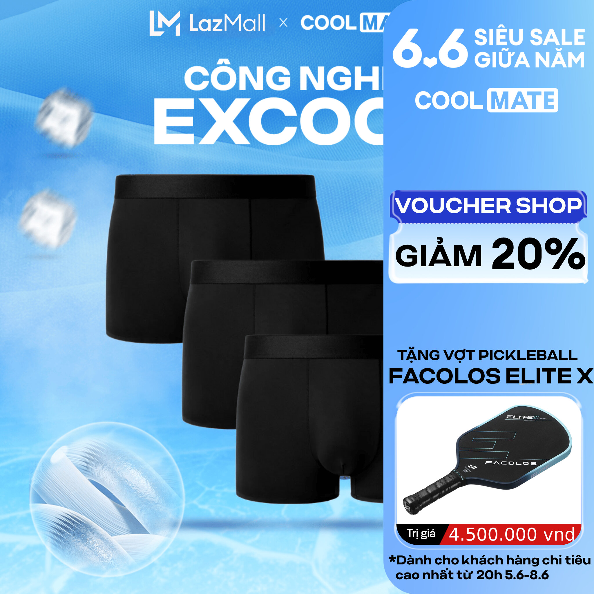Combo 03 Quần lót nam Trunk Excool Microfiber Seamless (Không đường may) - Coolmate