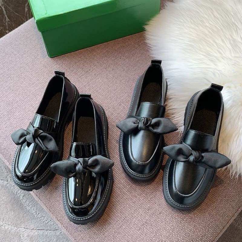 (sale sốc) Giày đốc nữ da bóng ,da lỳ phối nơ to(sẵn)
