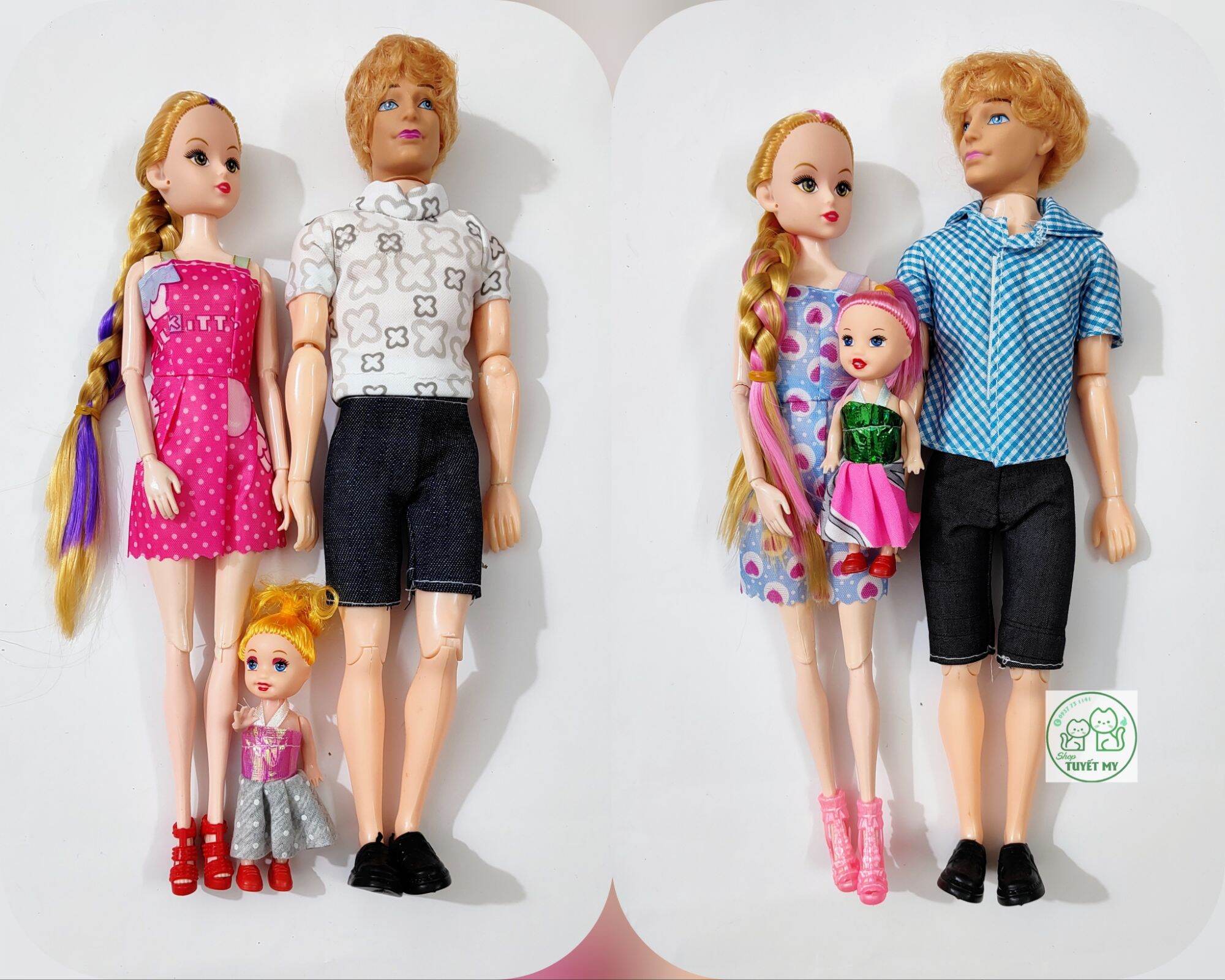 [HCM]SET BÚP BÊ GIA ĐÌNH HẠNH PHÚC TÓC THẬT