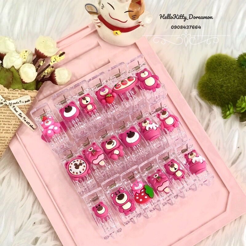 SET 6C KẸP TÓC 3 RĂNG GẤU DÂU LOTSO