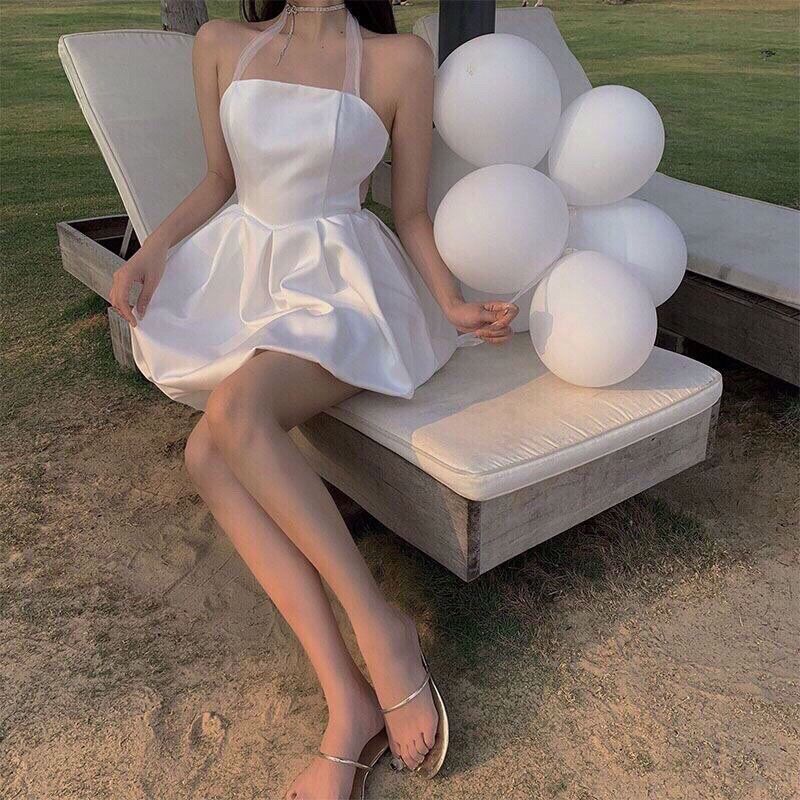 Đầm Trắng Công Chúa Thắt Nơ Lưng