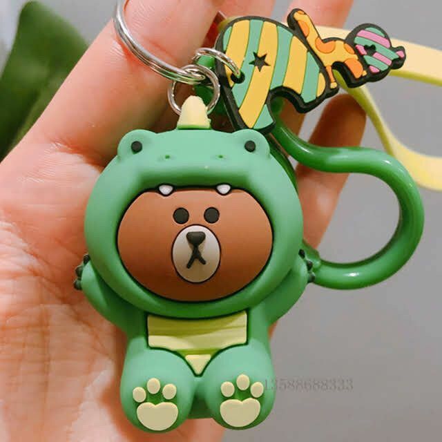 Móc Khoá gấu brown có dây tag ,móc khoá jungle brown cute móc khoá dễ thương