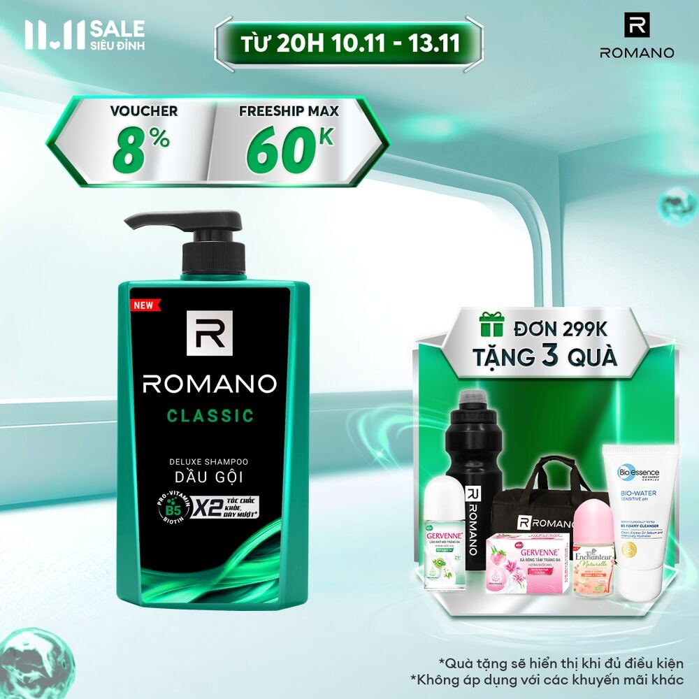 Dầu gội hương nước hoa Romano Classic 650g
