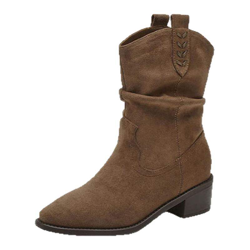 Daphne | Western Style Stacked Heel Boot Mid-Calf - Thương hiệu Daphne Giá 1,939,000 Đồng*Miễn phí vận chuyển