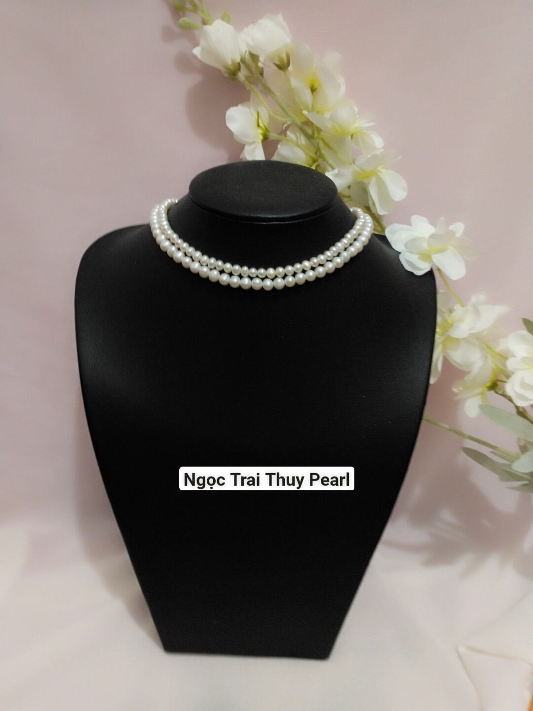 VÒNG CỔ CHOCKER NGỌC TRAI ĐÔI 4.5 - 5.5MM