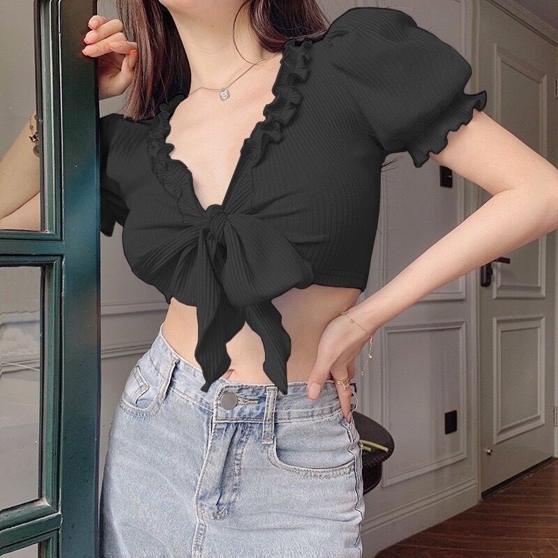 ÁO CROPTOP CỘT NƠ CỰC SEXY A3