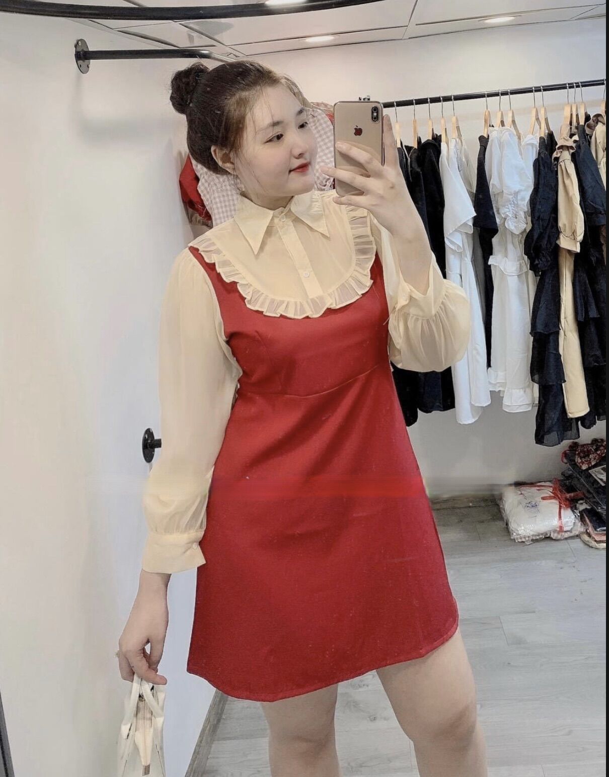 [Shop bigsize nữ 50kg-90kg] Đầm cổ sơ mi dáng A - ngắn trên gối
