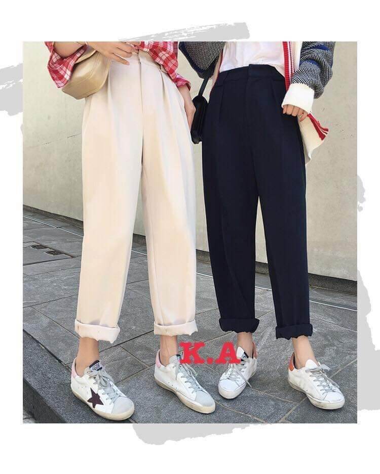 Quần ống rộng kaki cúc