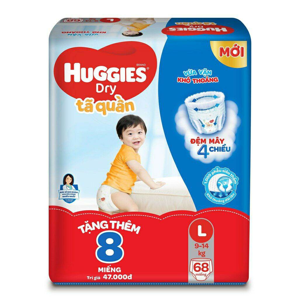 Tã bỉm quần Huggies L 68 + 8 miếng