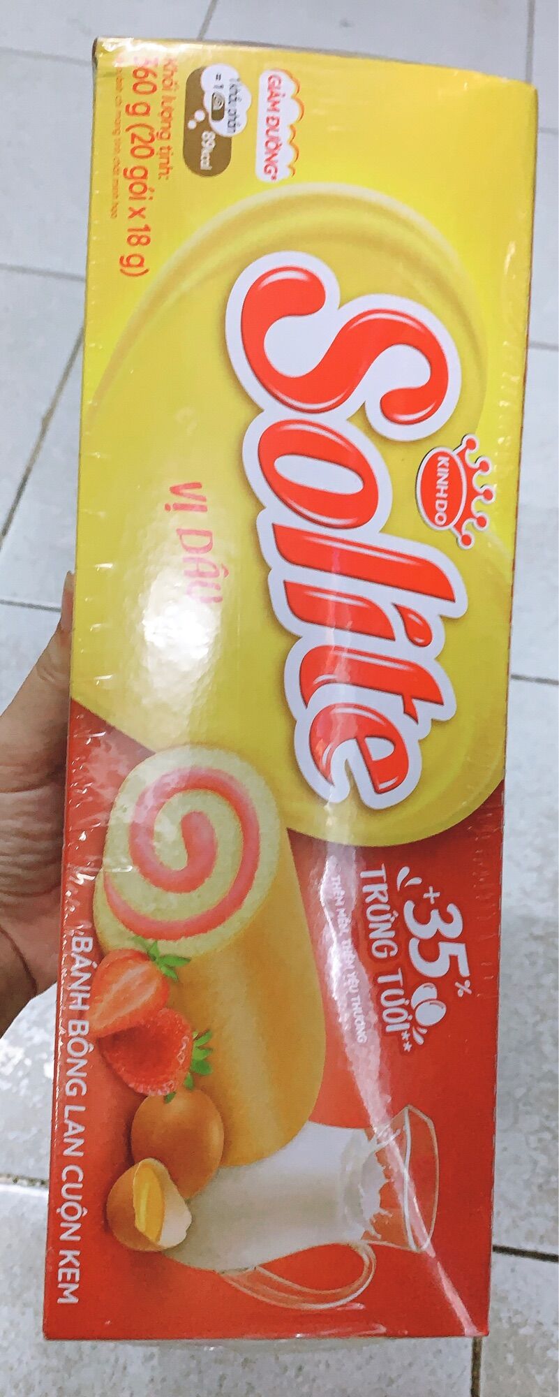 [socola/ dâu/dứa/ bơ sữa]Bánh Solite bông lan cuộn kem 360g (20 pack*18g)