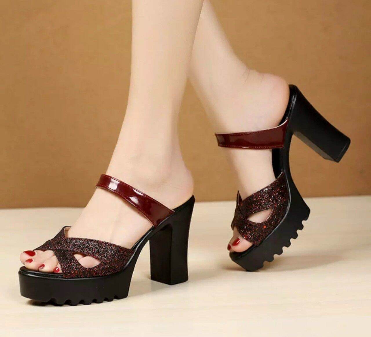 Dép cao gót đế răng cưa 9f