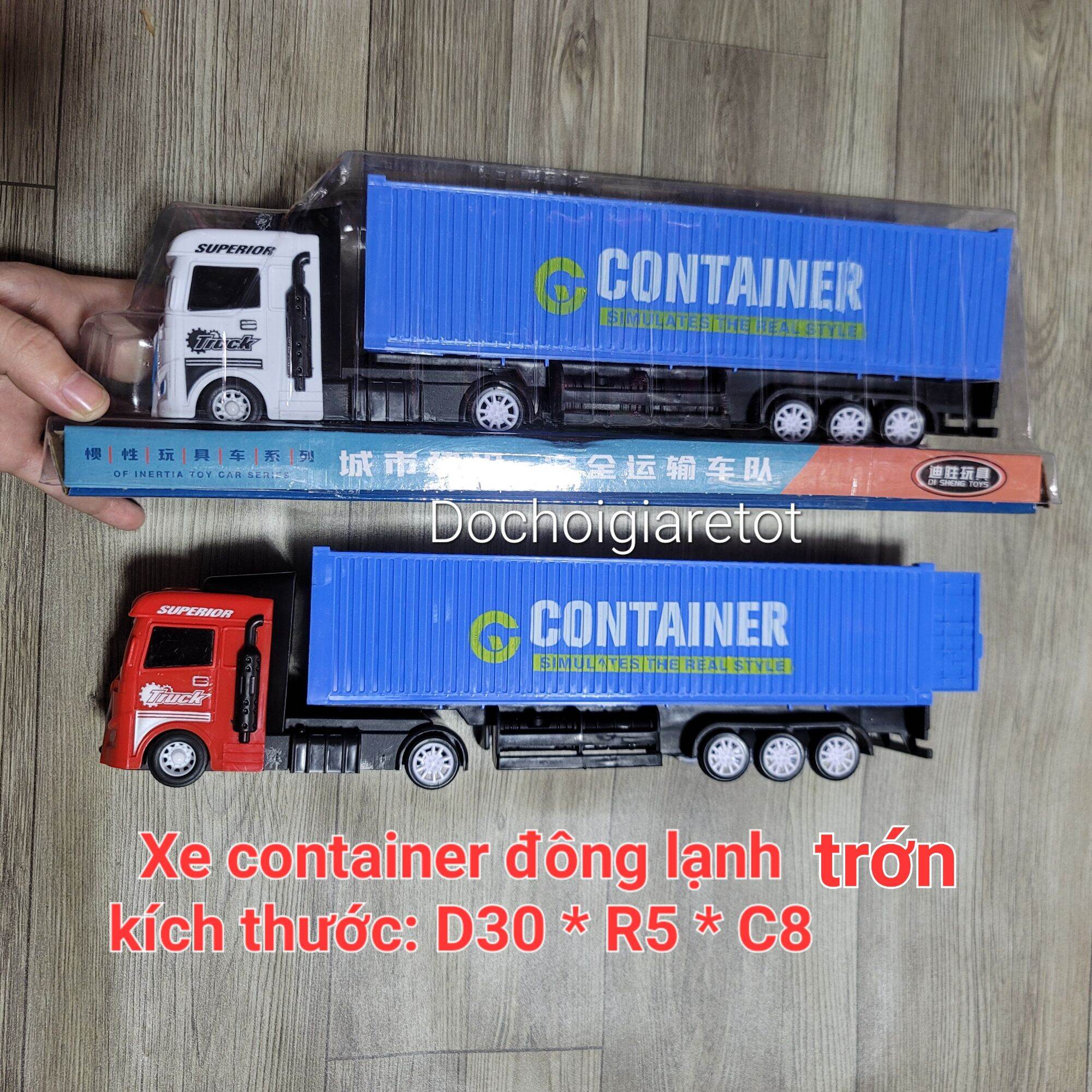 Đồ chơi xe tải container đông lạnh có trớn cho bé 30cm