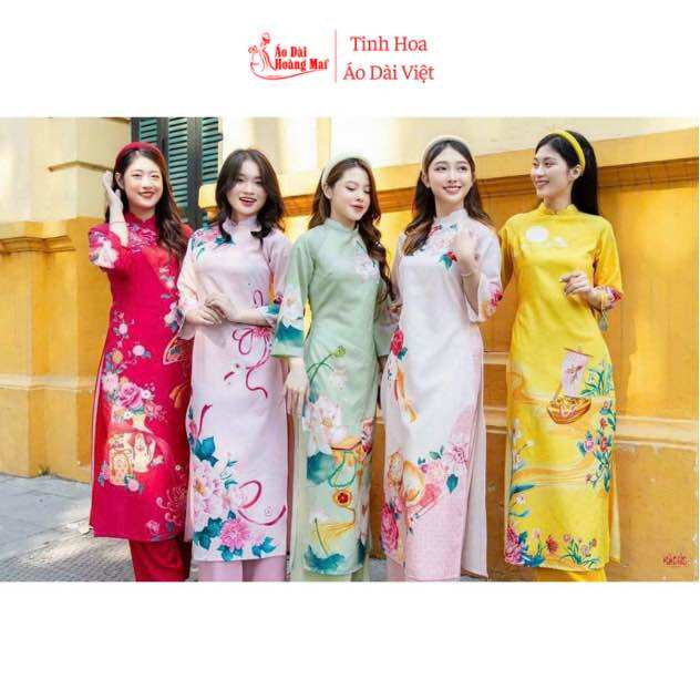  Áo dài cách tân nữ 5 màu vải tơ ánh đỏ 4 tà lót lụa cao cấp  đủ kích cỡ {40-85kg} - Áo Dài Hoàng Mai 