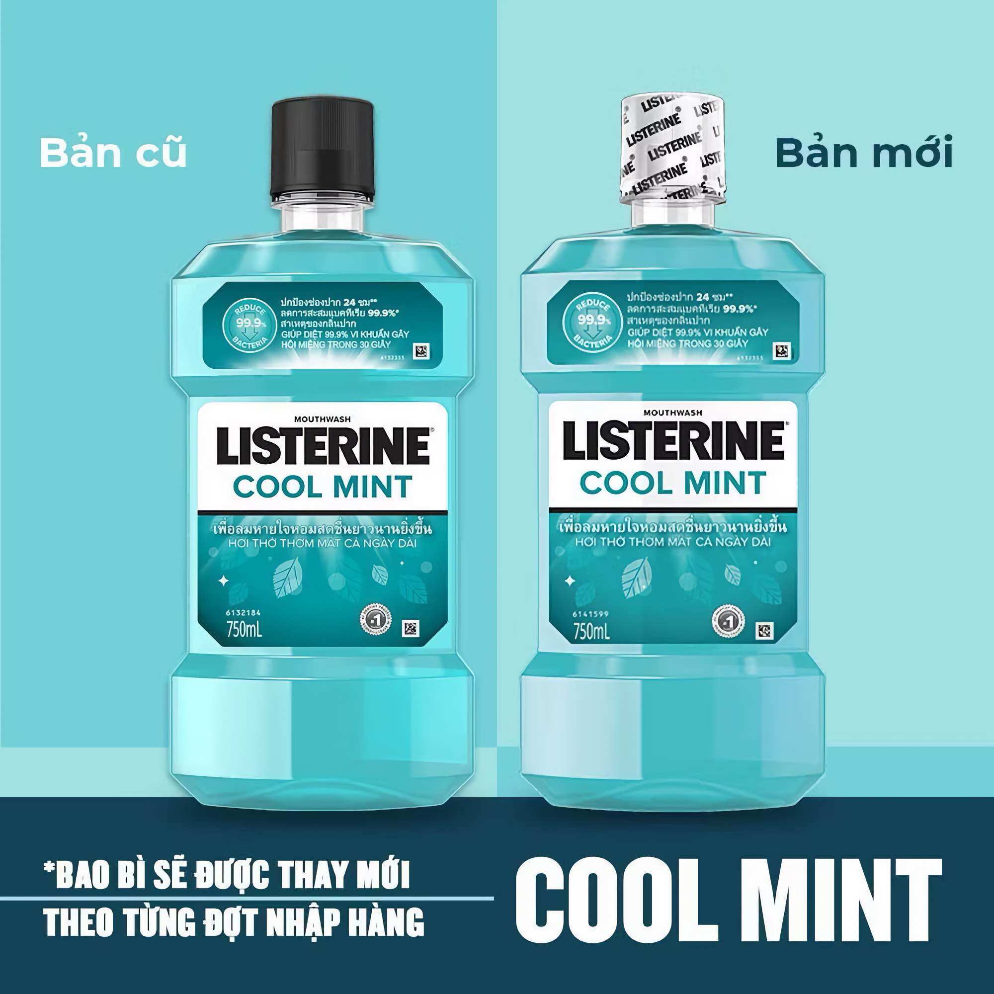 Nước Súc Miệng Listerine 750ml (tặng kèm chai 250ml) Thái