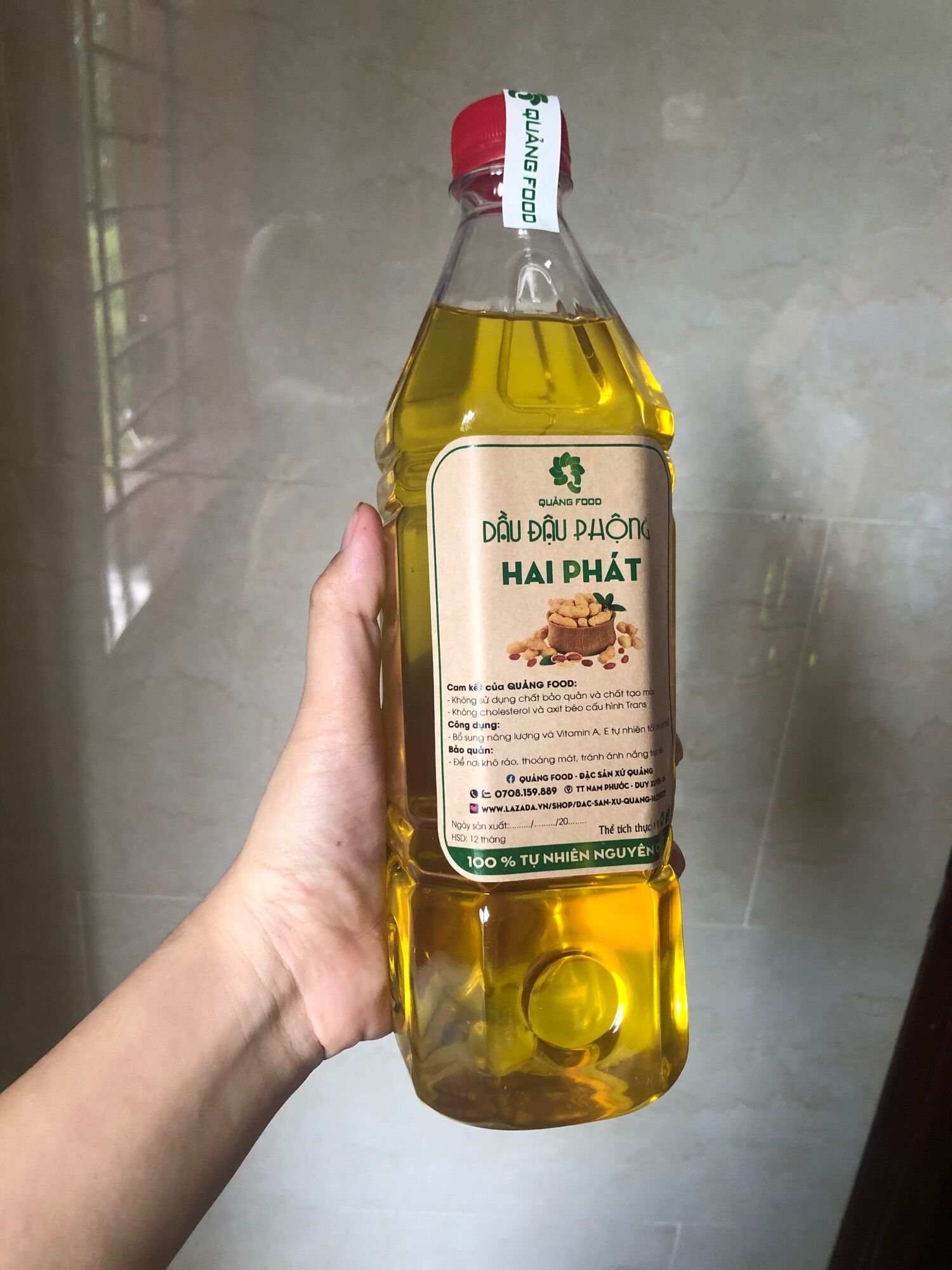 1 lít Dầu đậu phộng nguyên chất truyền thống Quảng Nam