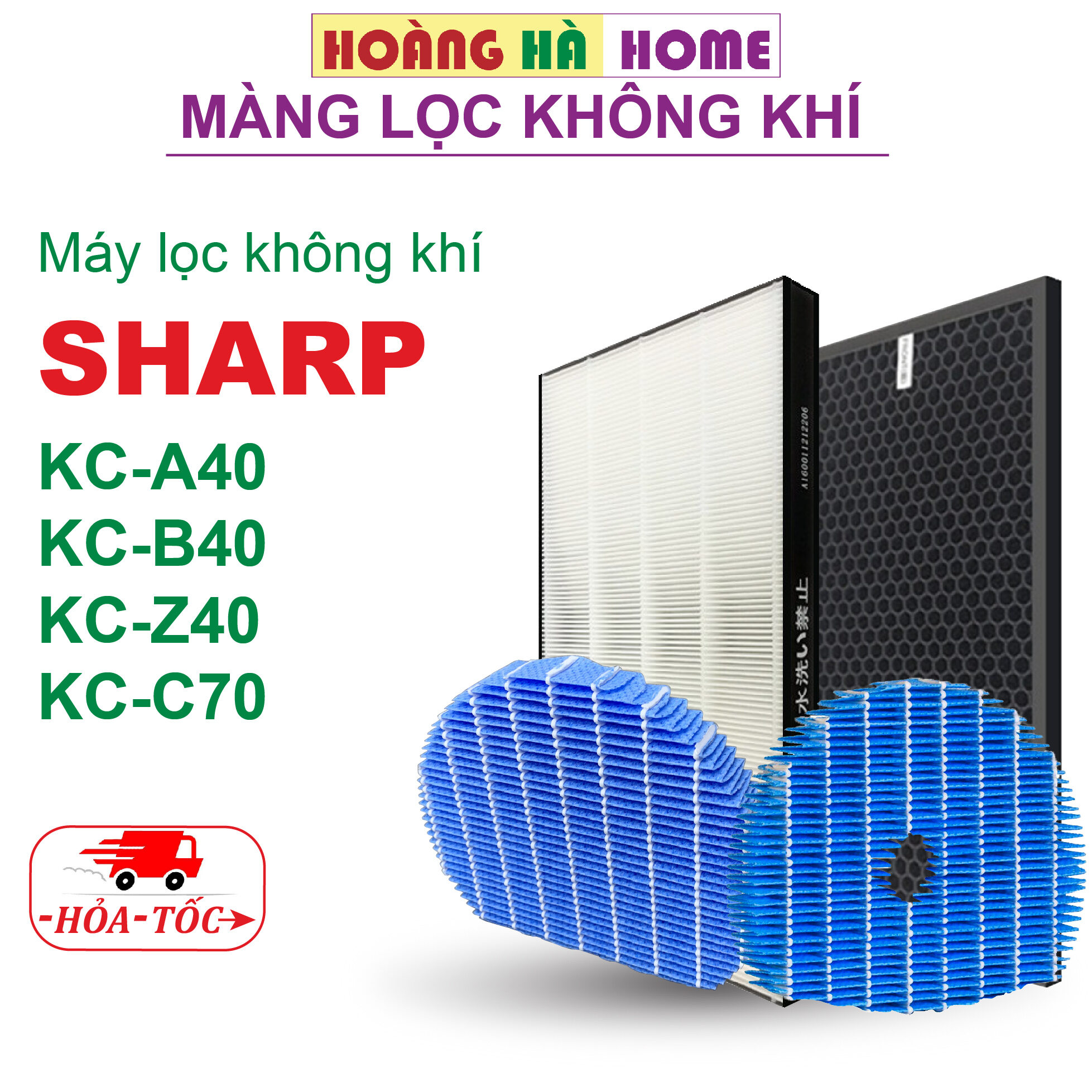 Màng lọc không khí sharp KC-A40 B40 Z40 C70, Màng lọc hepa sharp màng lọc bù ẩm sharp màng lọc than hoạt tính sharp