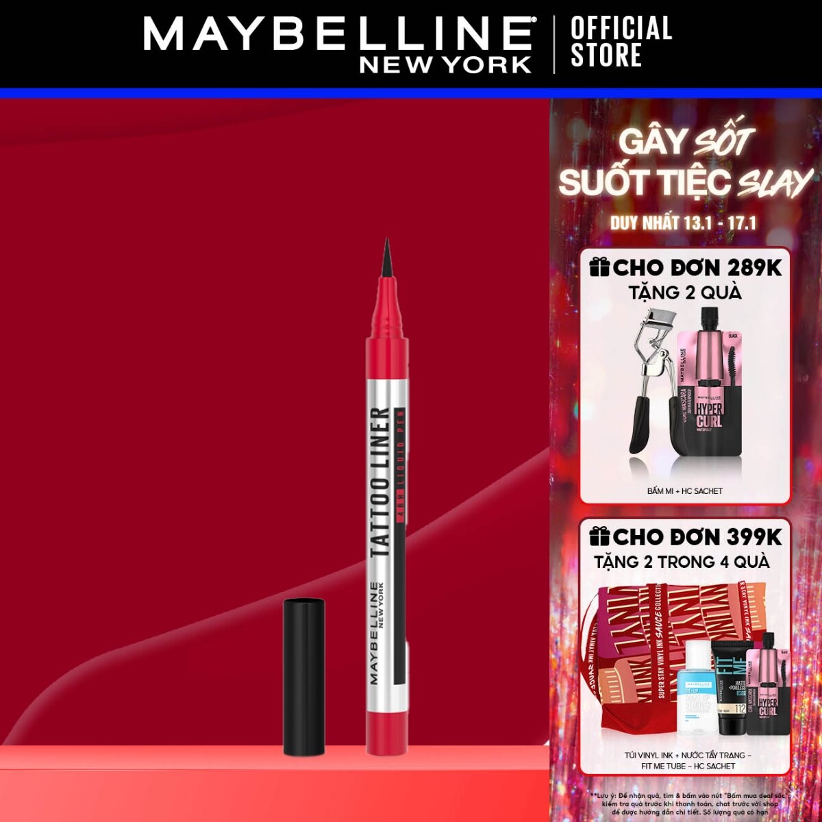 Bút Kẻ Mắt Nước Đậm Màu Không Lem Trôi Maybelline New York Tattoo Liner 48h Liquid Pen (Mới)