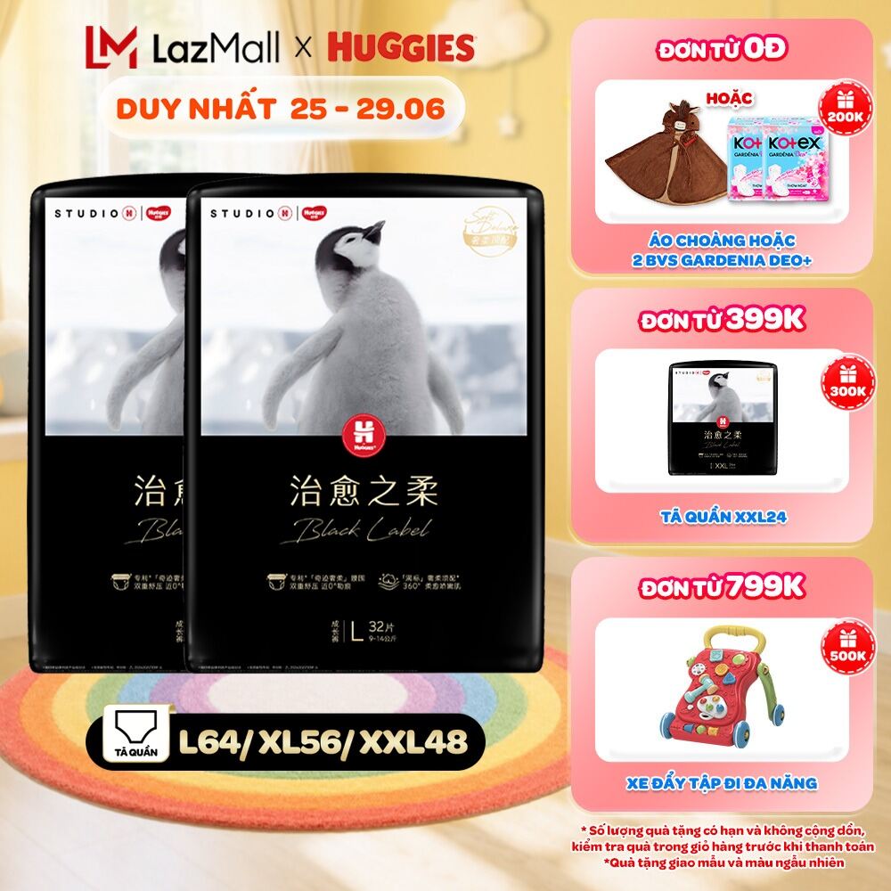 Combo 2 Tã dán/quần Huggies Black Label size M36/L32/XL28/XXL24 miếng