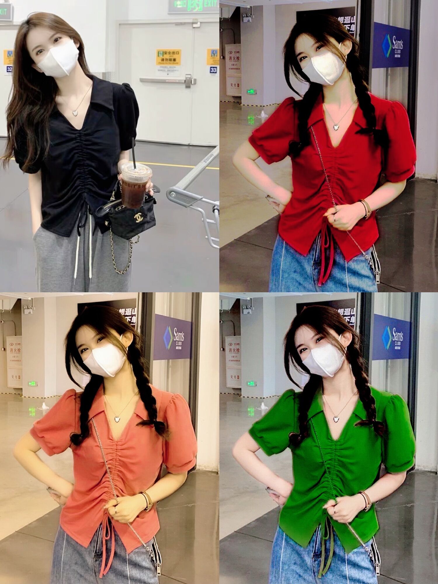 Áo kiểu dây rút cổ sơ mi big size dành cho khách ngoại cỡ từ 60-90 ký