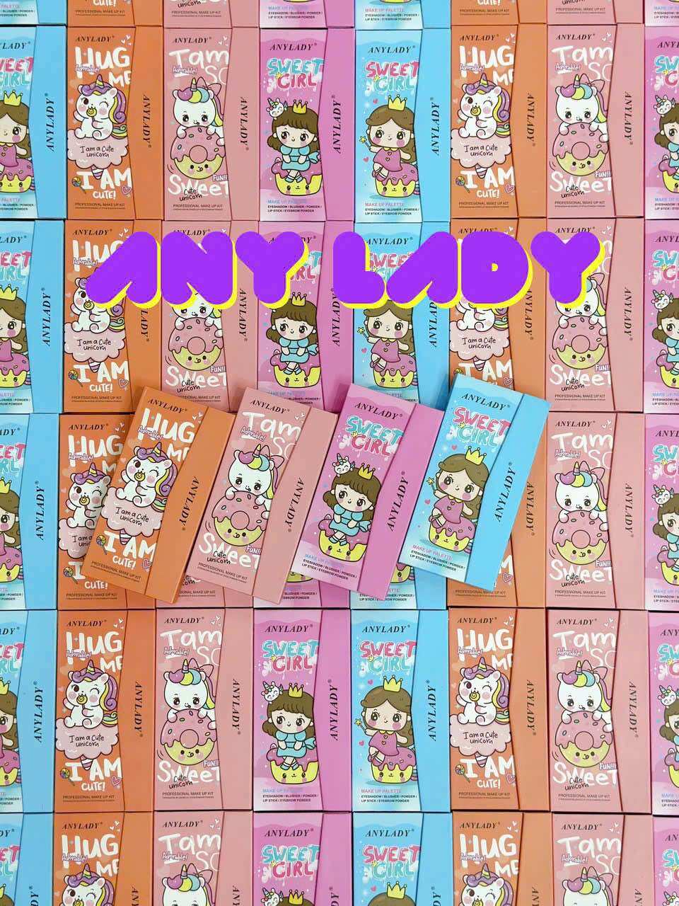Bảng phấn mắt trang điểm dạng bóp sweet anylady kèm cọ màu siêu xinh