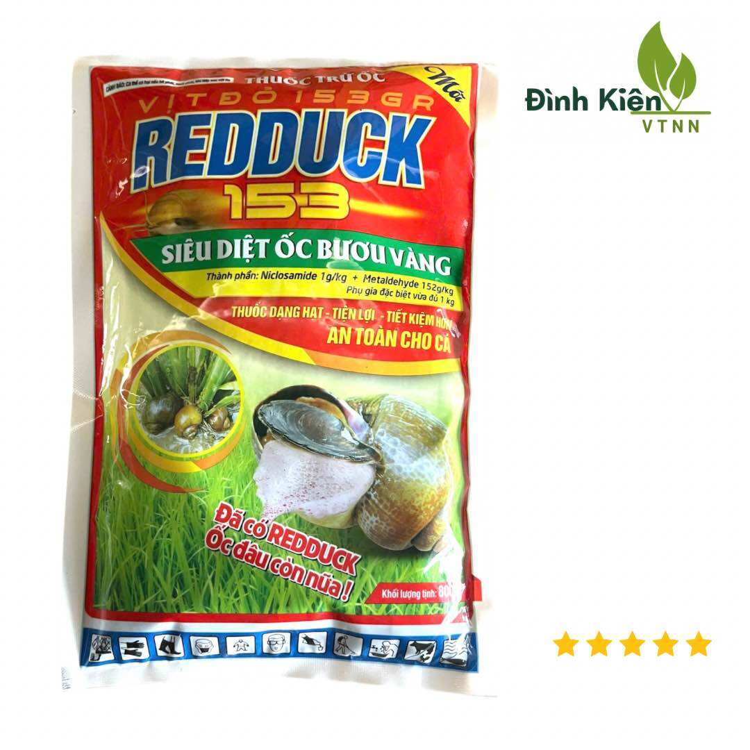 Thuốc trừ ốc REDDUCK - Vịt đỏ 153 GR (Gói 800g). Siêu diệt ốc bưu vàng