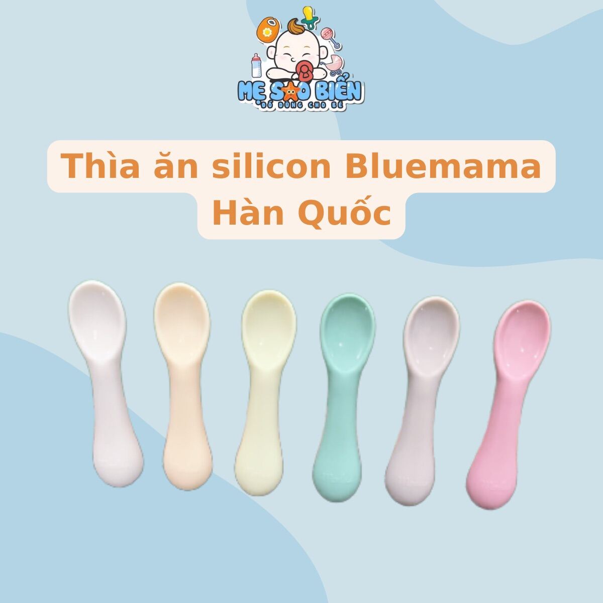 Thìa muỗng ăn dặm silicon cho bé Bluemama Modui Hàn Quốc