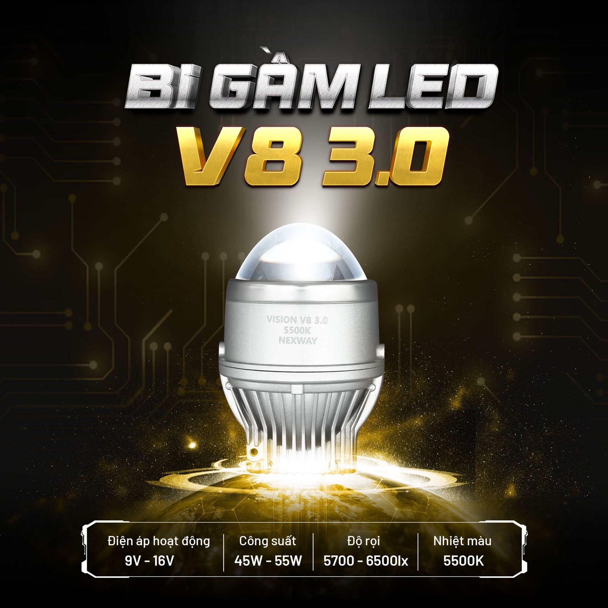 Bi Led gầm vision v8 3.0