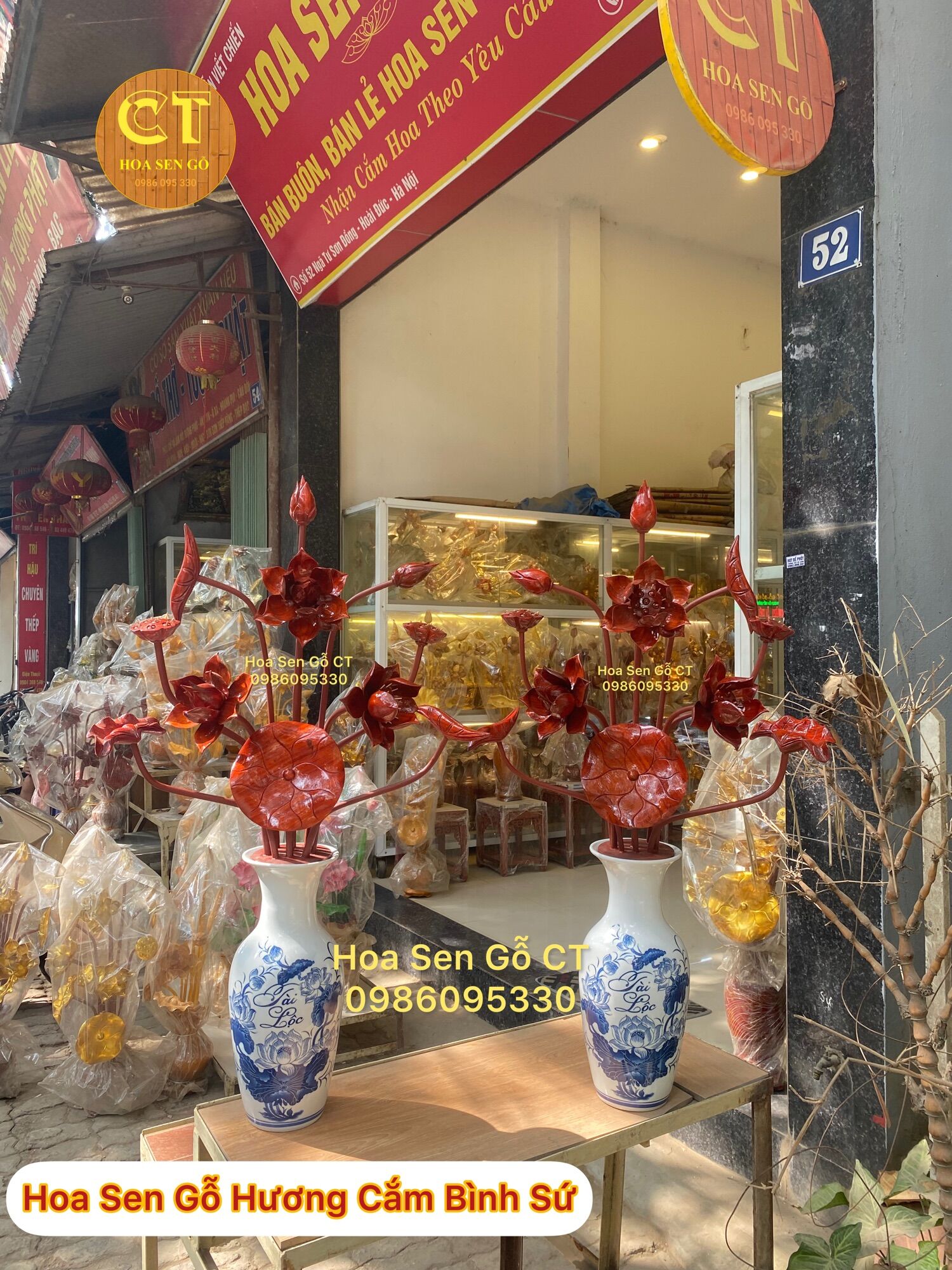 Đế Gỗ Cắm Hoa Bình Sứ