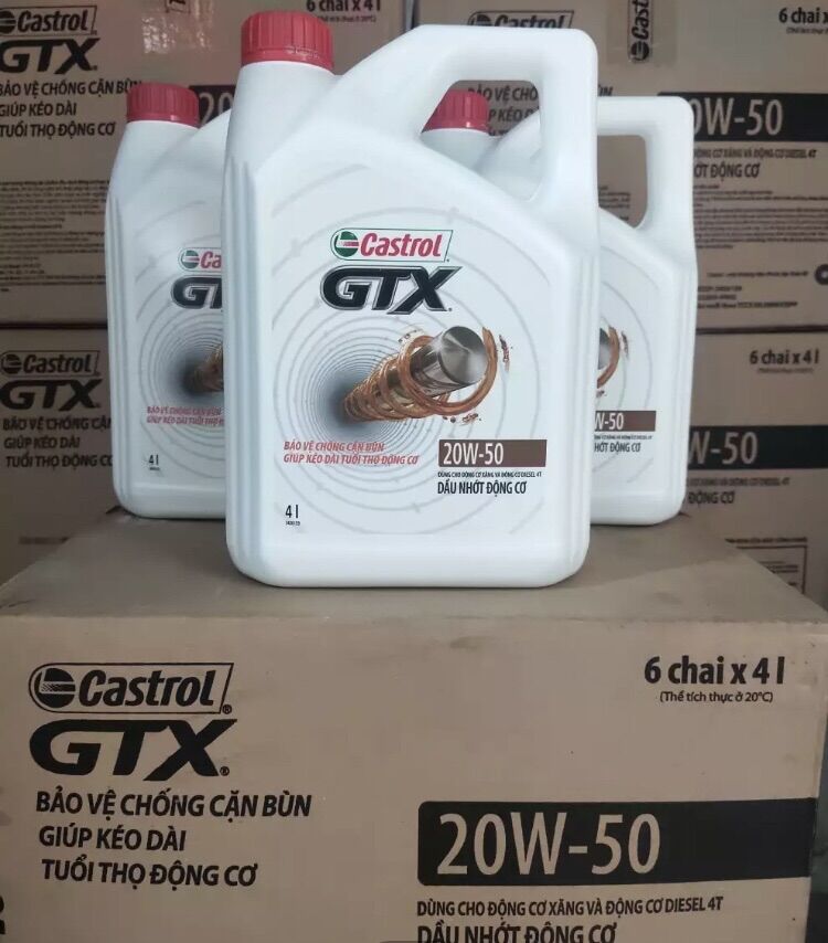 Can 4 lít Nhớt Catrol chính hãng GTX 20x50 can 4 lit phù hợp cho cả máy xăng và máy dầu