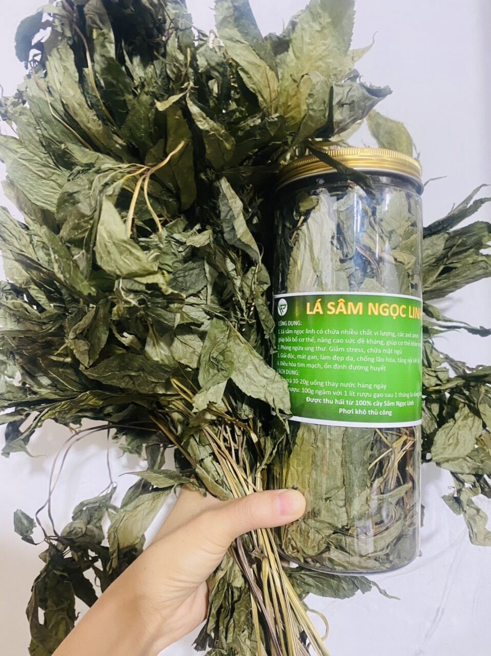 hộp trà lá sâm ngọc linh khô 100g