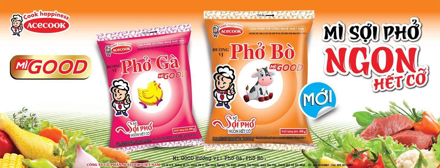 Combo 10 gói Phở gà/ phở bò Good Acecook