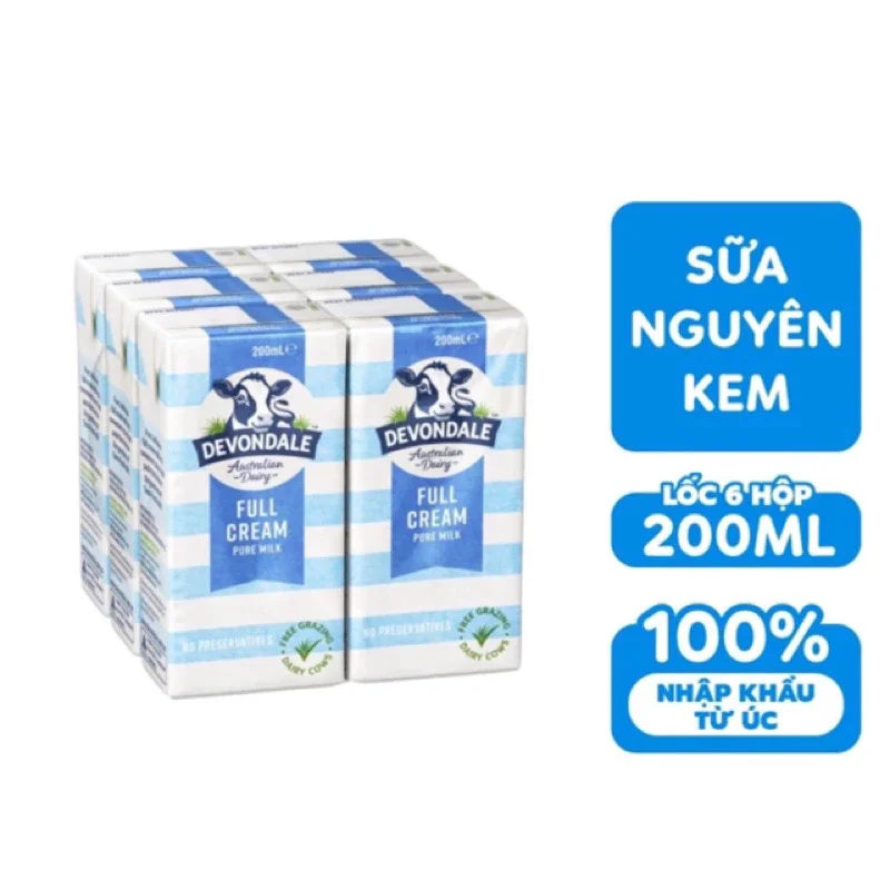 Sữa Devondale nguyên kem hàng nhập Úc thùng 24 hộp 200ml