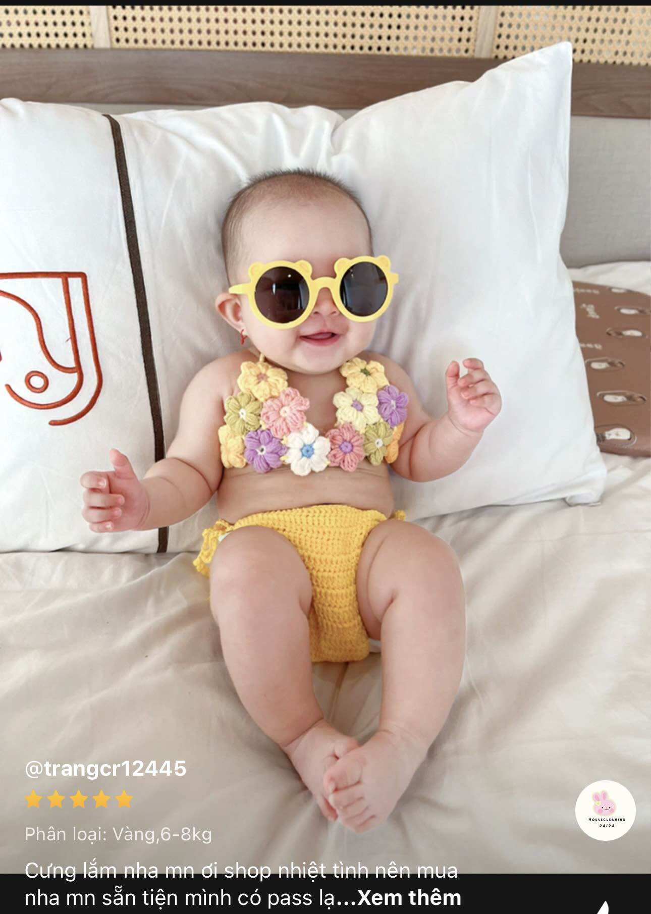 Bikini Len Handmade Cho Bé Gái |Đồ Bơi Len Hoa Cho Bé