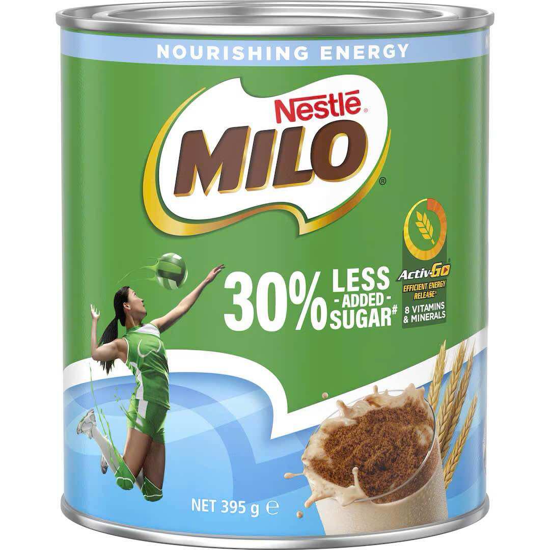Sữa Milo Nestlé Ít Đường Úc (30% Less Added Sugar) – Lon 395g