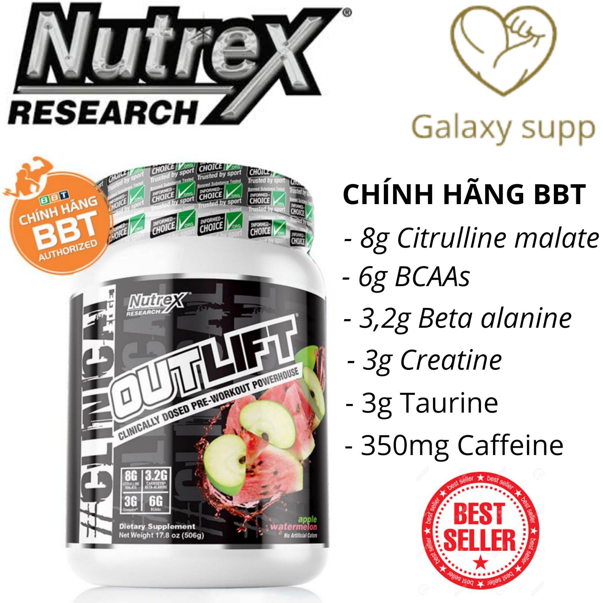 NUTREX PREWORKOUT OUTLIFT TĂNG SỨC MẠNH CỰC ĐỈNH 20 SERVING