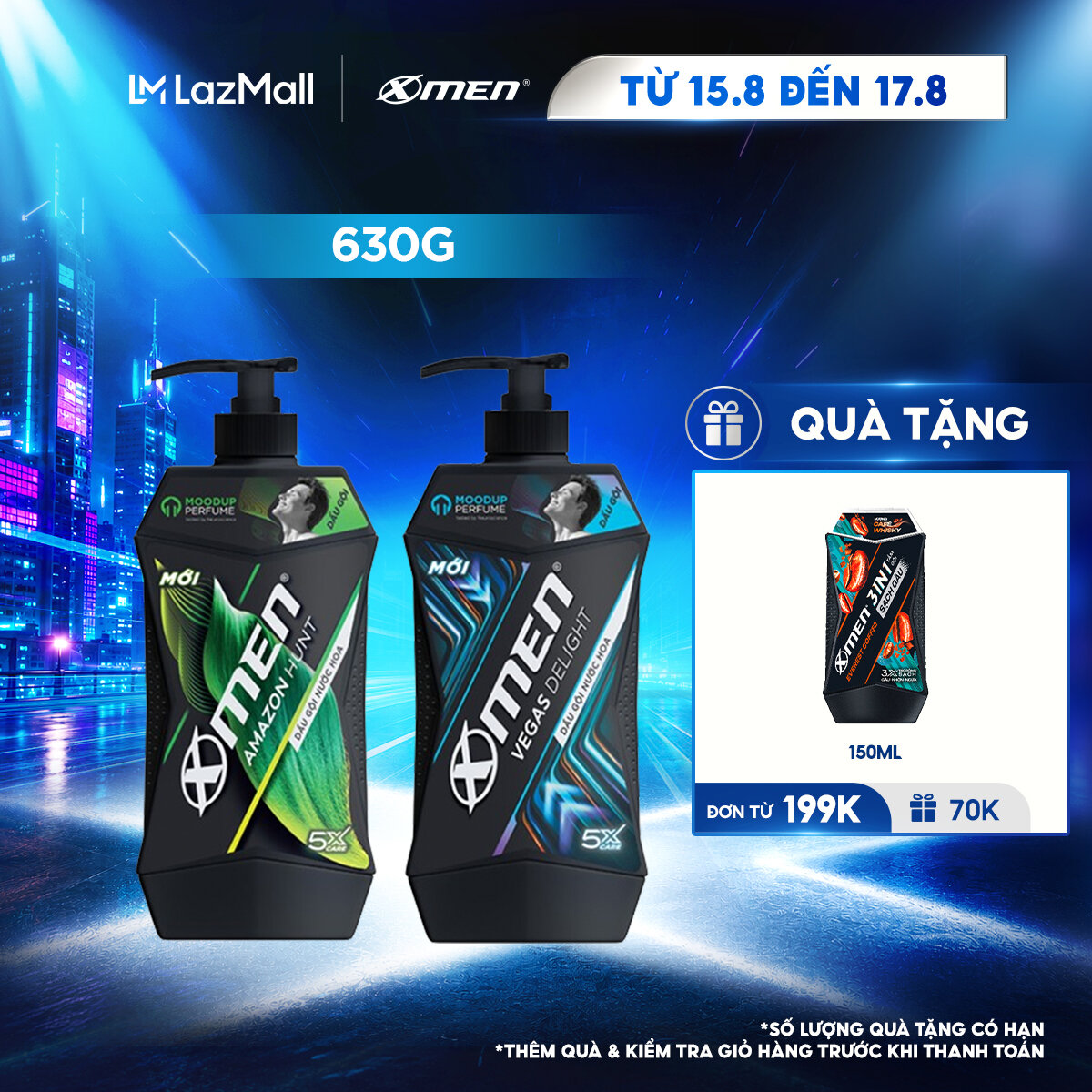 [Mới] Dầu gội Xmen Amazon Hunt/ Vegas Delight 630g - Công nghệ mùi hương giúp tinh thần phấn chấn