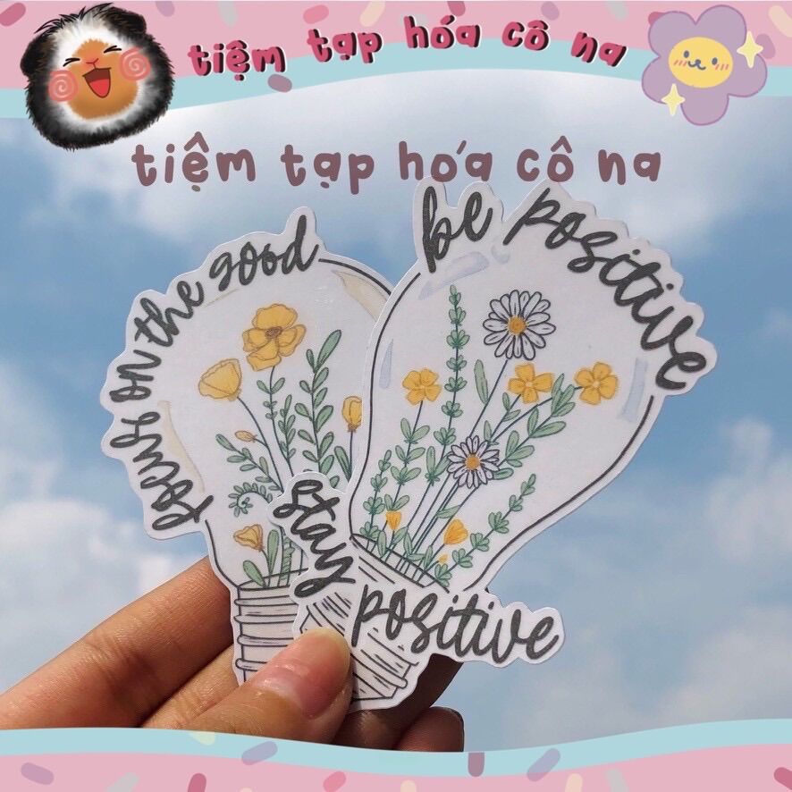 - Bộ 2 Sticker Flowers in Lightbub + Quote / Hoa trong đèn - tiemtaphoacona
