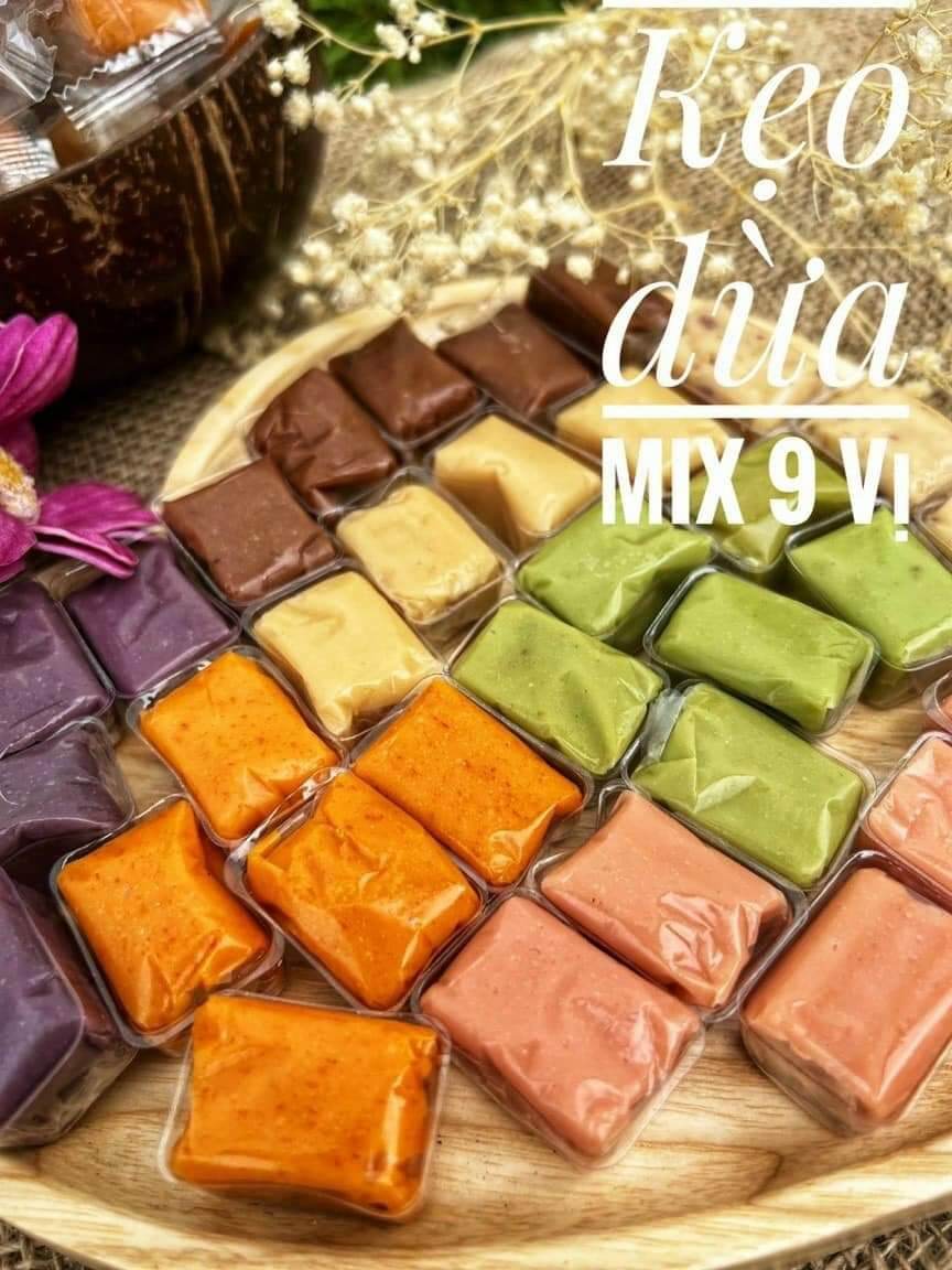 Kẹo dừa thập cẩm Bến Tre mix 9 vị 500g