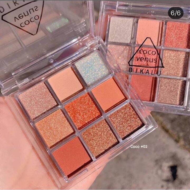 Phấn mắt dikalu coco venus 9 ô màu nhũ lấp lánh hàng chính hãng