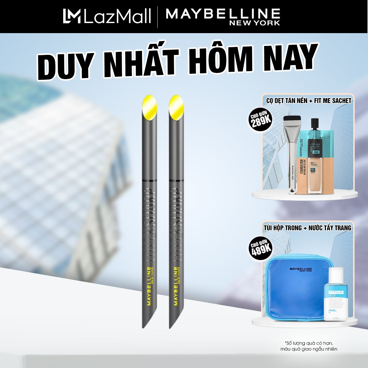 Bộ đôi bút kẻ mắt nước siêu sắc mảnh không lem, trôi Hyper Sharp Maybelline New York