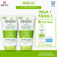Combo 2 Sữa rửa mặt Simple sạch sâu hiệu quả - cho da thường 150ml [CHÍNH HÃNG ĐỘC QUYỀN] [DIỆN MẠO MỚI]