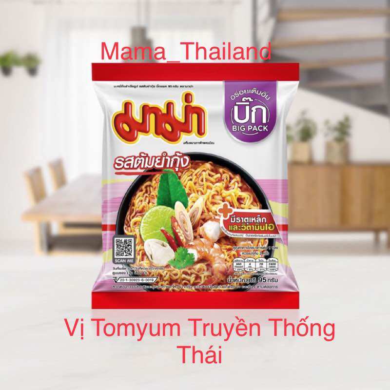 MÌ MAMA THÁI LAN CÁC LOẠI GÓI 95G(Thịt Bằm-Tomyum-Lẩu Thái)-THÙNG 24 GÓI