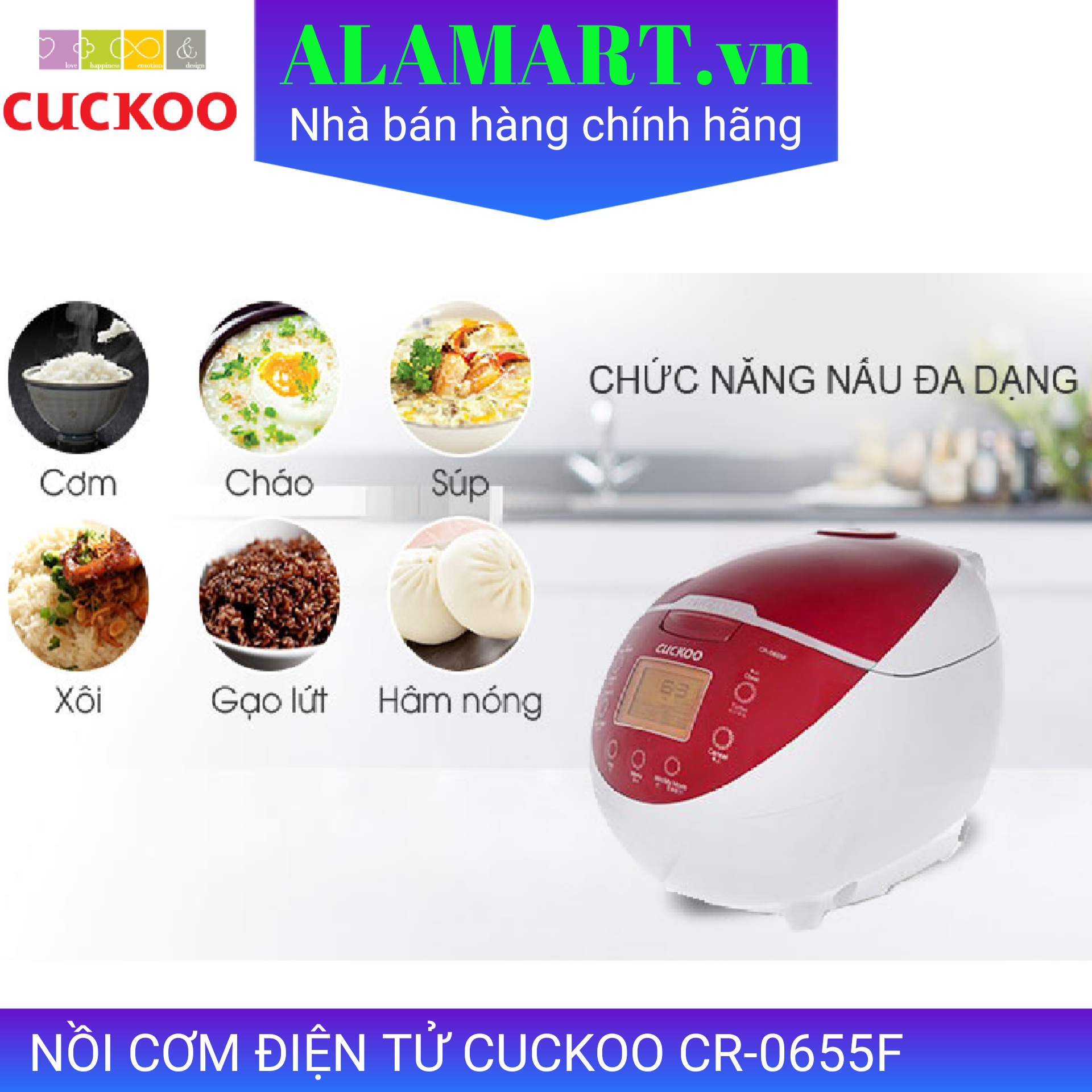 [HCM]Nồi cơm điện tử 1.08l Cuckoo CR-0655F