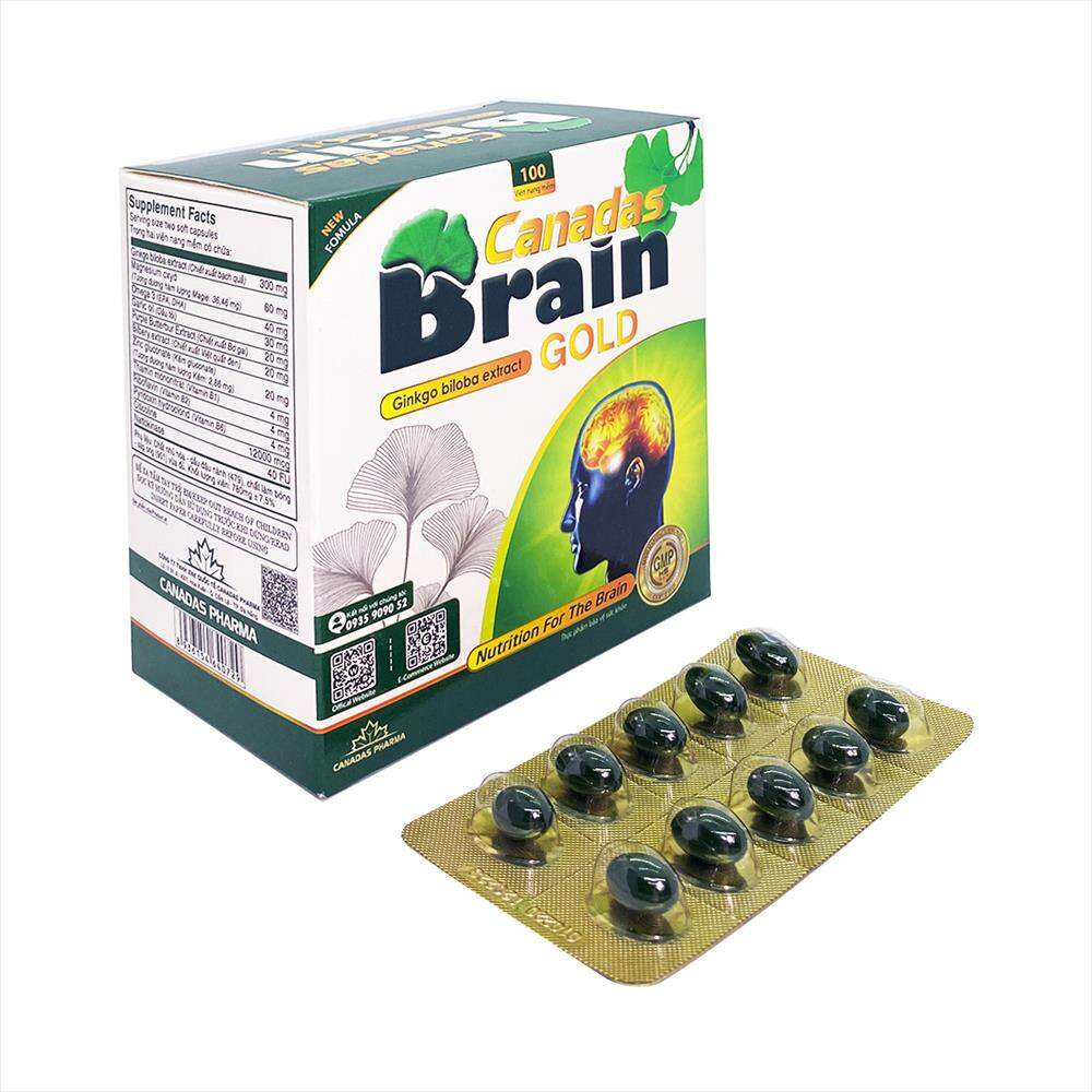 Viên uống bổ não canadas brain gold hộp 100 viên