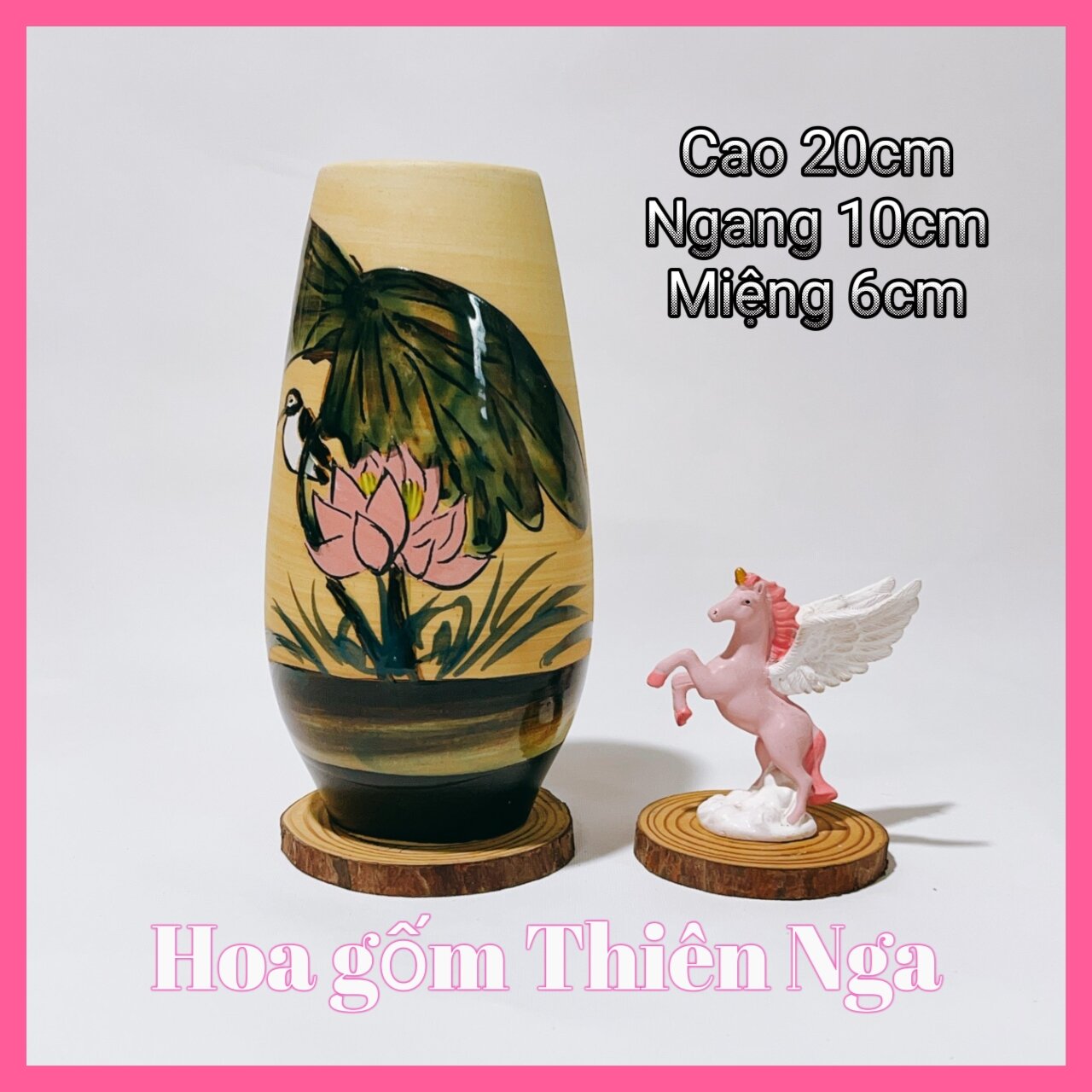 Bình, lọ cắm hoa gốm sứ Bát Tràng cao 20cm