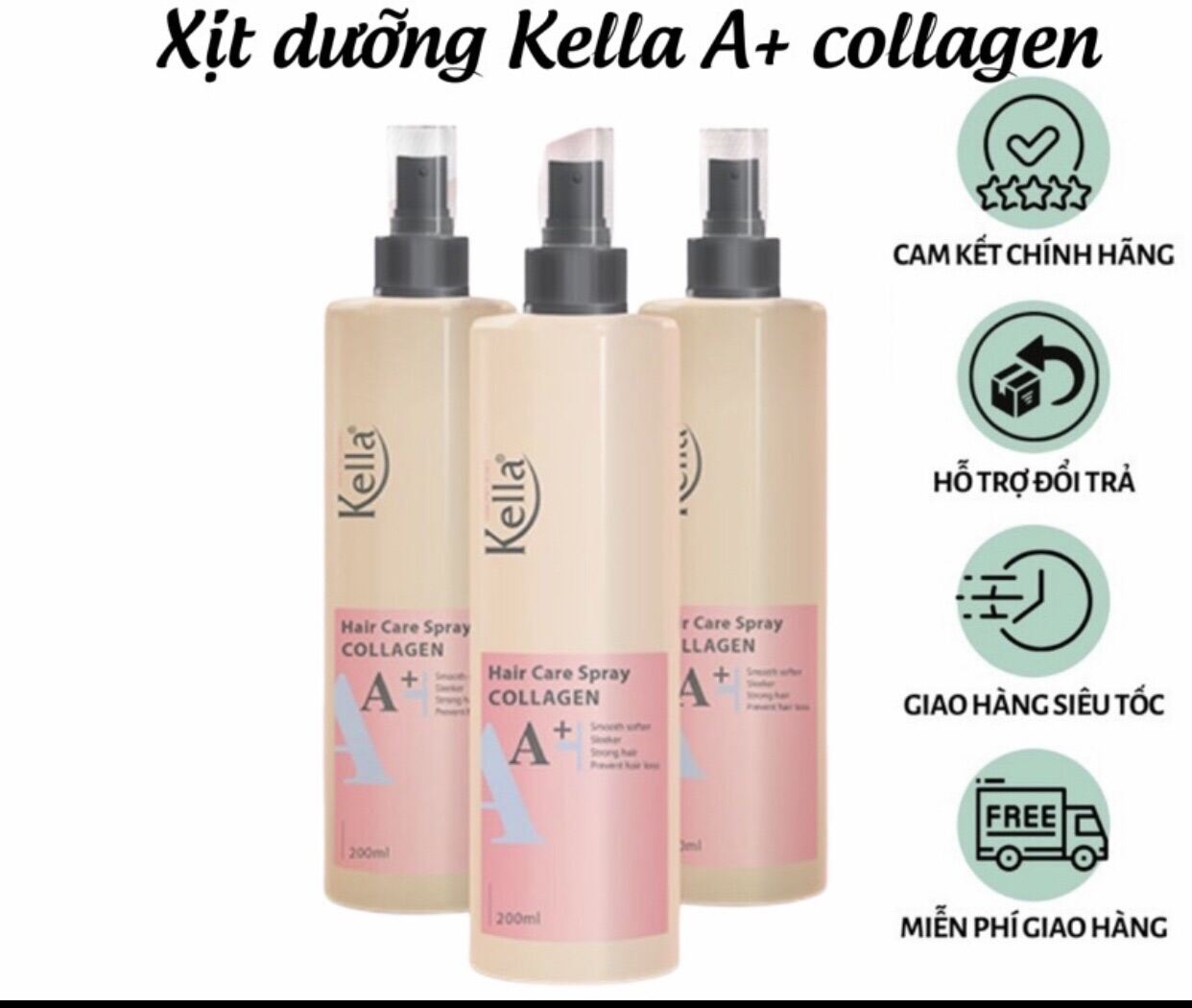 Chính Hãng  Sữa dưỡng tóc Kella Collagen A+ 200ml - phục hồi tóc siêu mềm