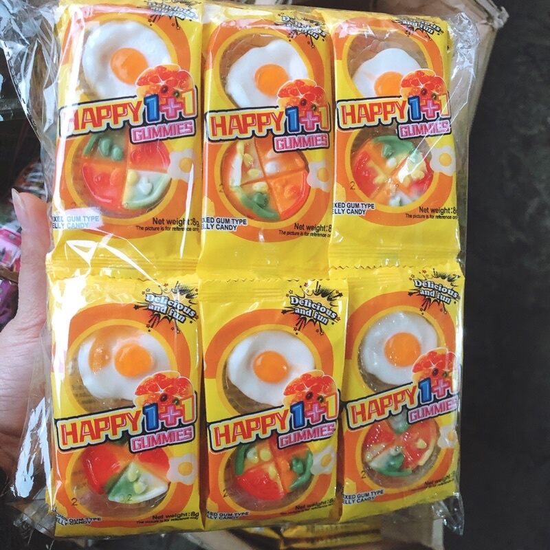 Bịch 30 chiếc kẹo dẻo hình trứng ốp la và pizza