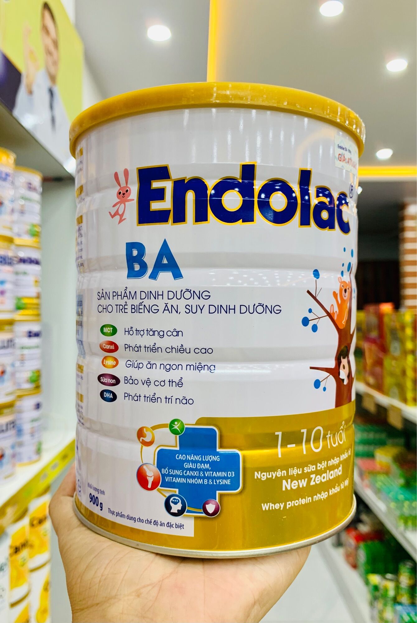 Chính hãng | sữa bột endolac ba 900g - cho trẻ biếng ăn, suy dinh dưỡng 1-10 tuổi
