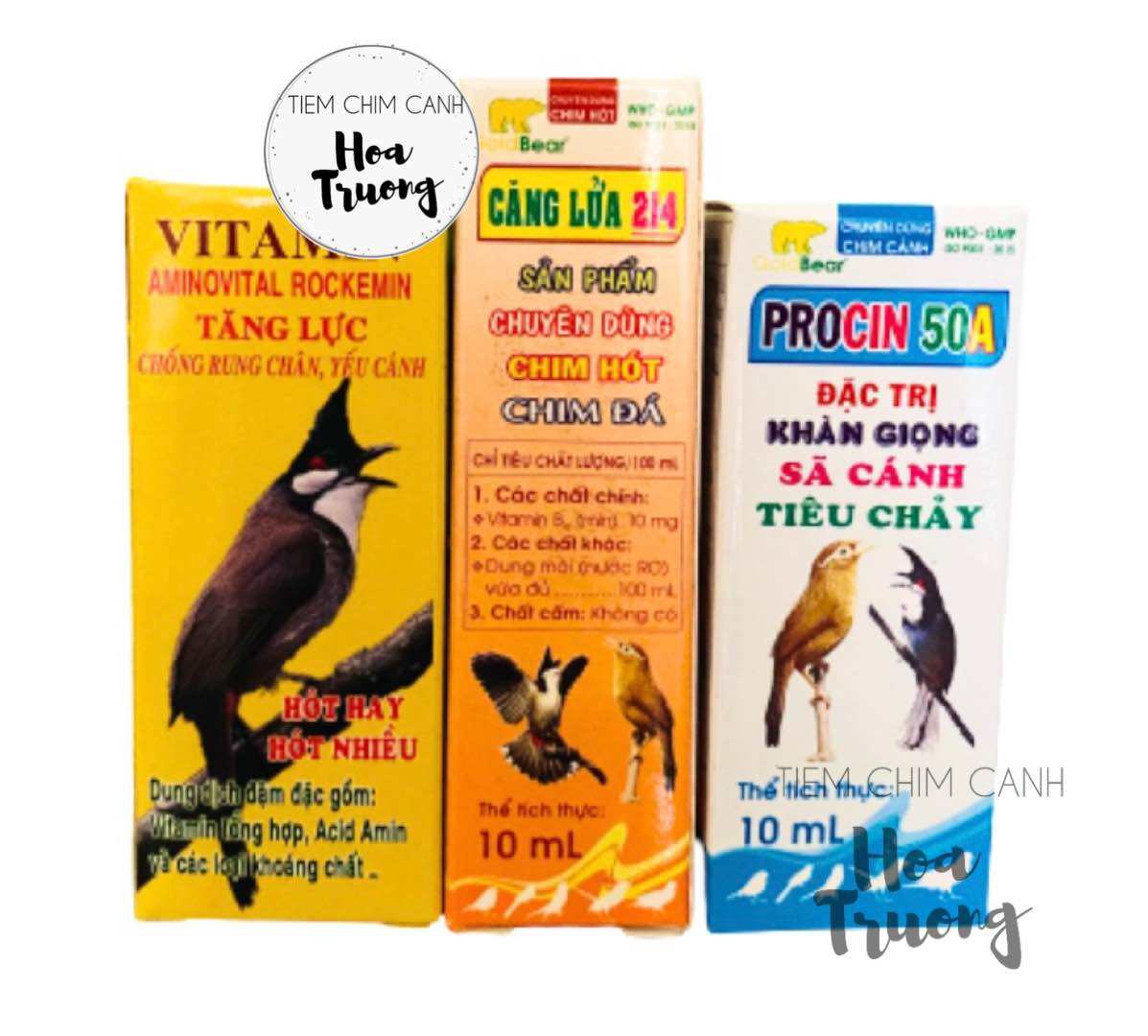 (COMBO 3 LOẠI) - VITAMIN ROCKEMIN - CĂNG LỬA 214 - PROCIN 50A. Dùng được cho tất cả các loại chim