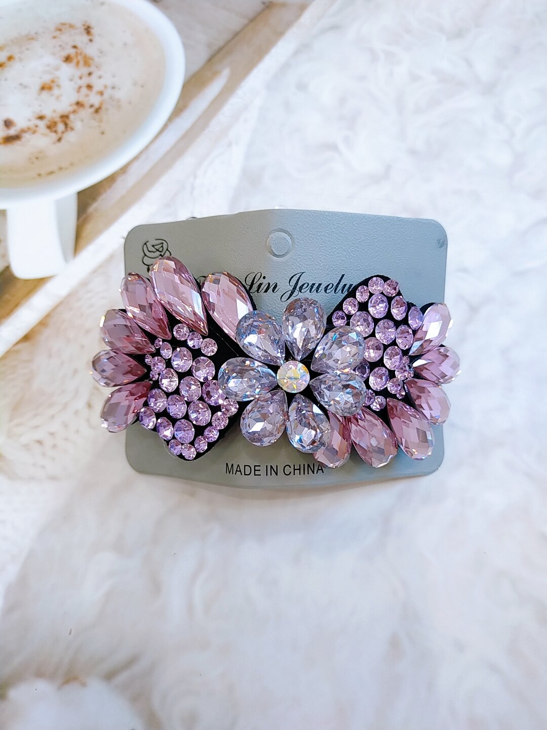 kẹp tóc đính đá phía sau gọng 10cm